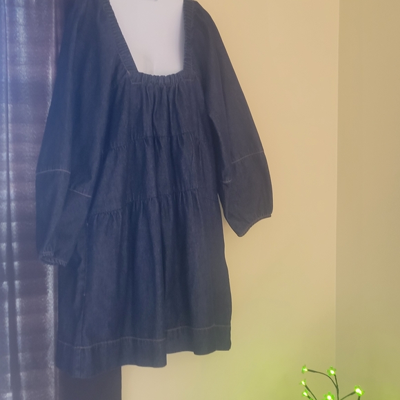 Free People Dark Blue Denim Lou Jean Mini Dress - Picture 7 of 9